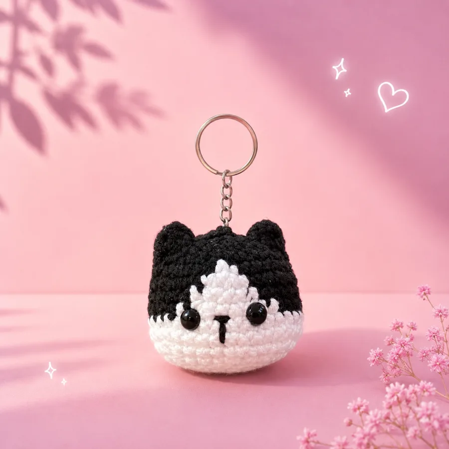 Tuxedo Cat Keychain