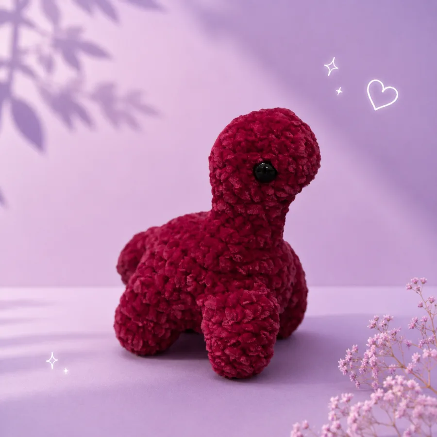 Burgundy Dino Amigurumi